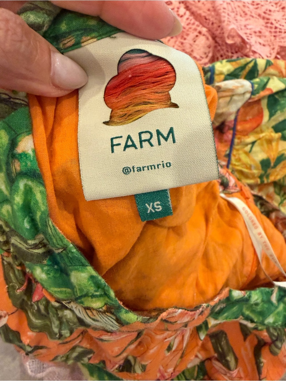 Farm rio Tropical Print Tiered Mini Skirt - Orange & Green - Picture 2 of 2